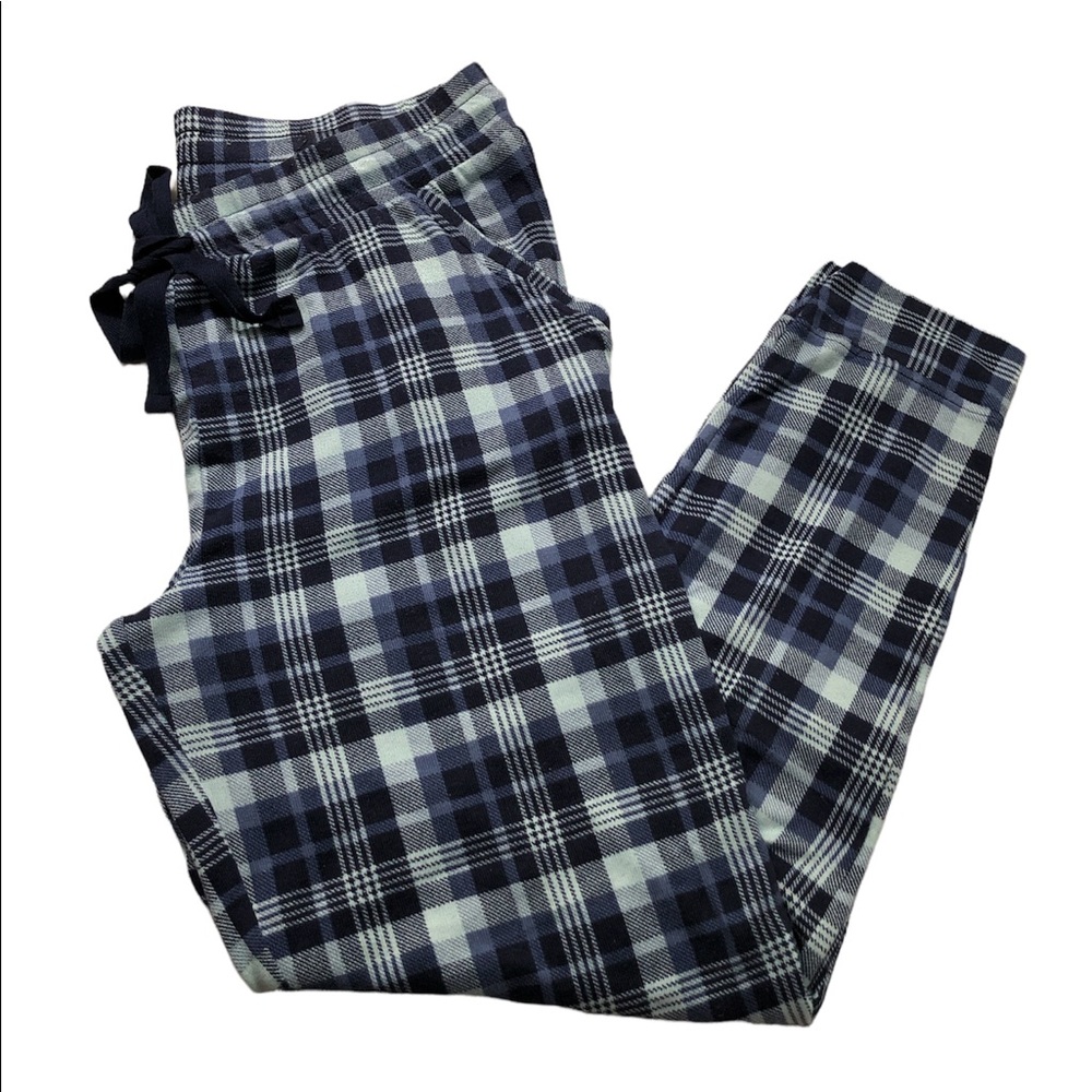 Women’s Plaid Flannel Pajama Pants - Navy & Light Gray